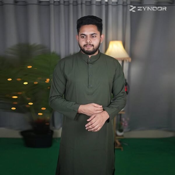 জলপাই কালার প্রিমিয়াম মাইক্রোস্টিজ সলিড পাঞ্জাবি