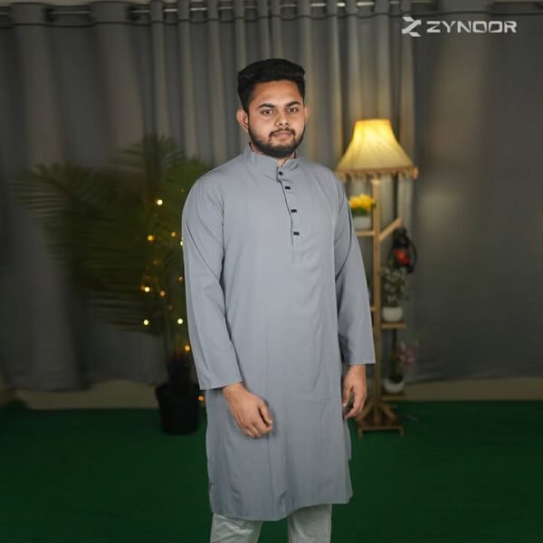 অ্যাশ কালার প্রিমিয়াম মাইক্রোস্টিজ সলিড পাঞ্জাবি