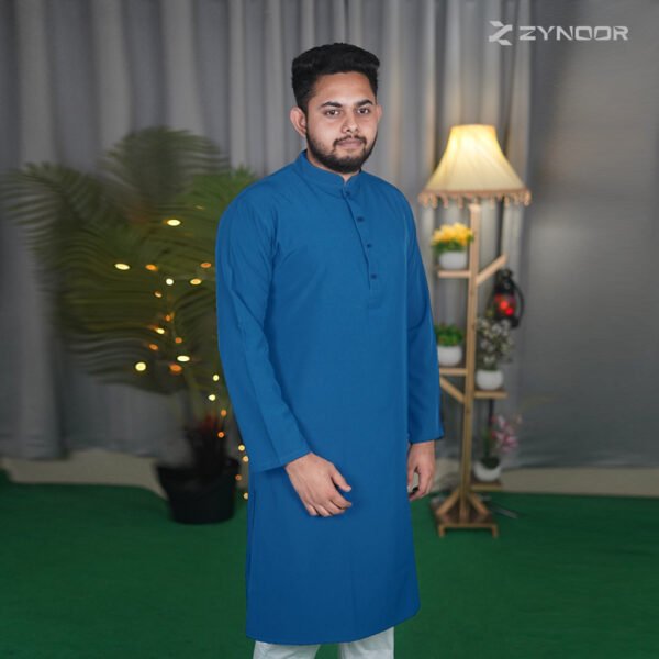 পেট্রোল ব্লু কালার প্রিমিয়াম মাইক্রোস্টিজ সলিড পাঞ্জাবি