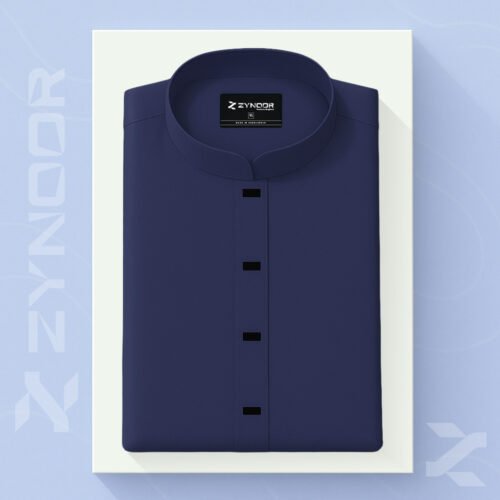 Zynoor Premium Microstitch Solid Panjabi – Navy Blue - Image 3