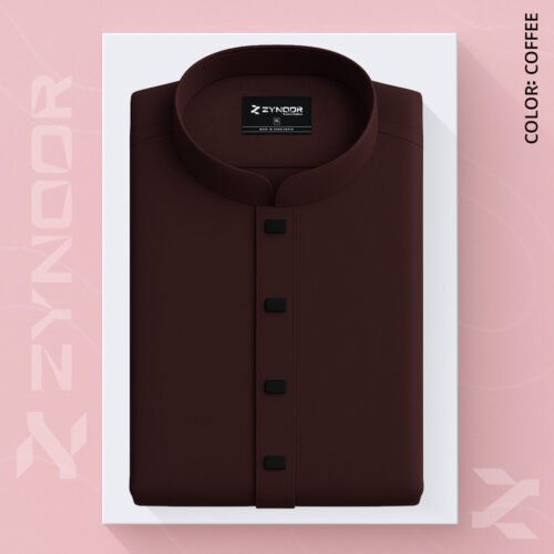Zynoor Premium Microstitch Solid Panjabi – Coffee