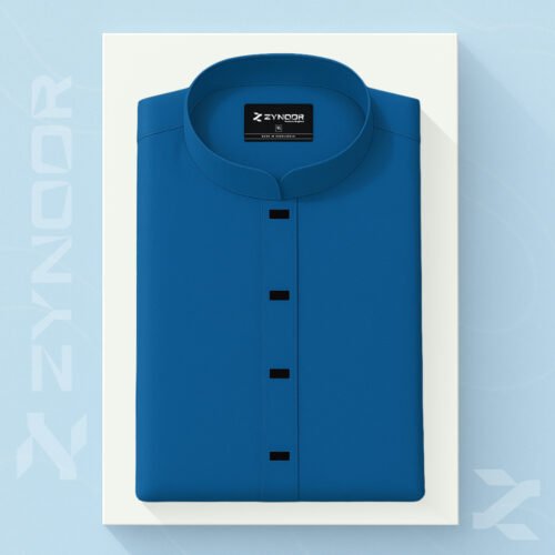 Zynoor Premium Microstitch Solid Panjabi – Petrol Blue