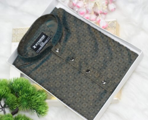 Zynoor Premium Jacket Print Cotton Panjabi (Olive) – Code: 402 - Image 2