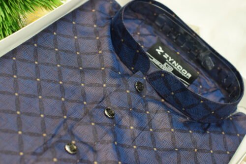 Zynoor Premium Jacket Print Cotton Panjabi (Purple Blue) – Code: 404 - Image 4