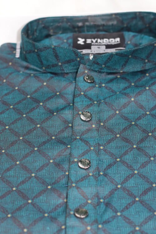 Zynoor Premium Jacket Print Cotton Panjabi (Dark Green) – Code: 405 - Image 2