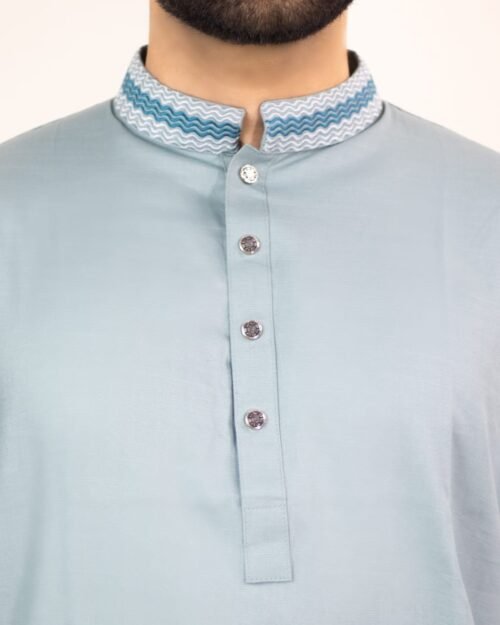 Samsung Cotton Embroidered Panjabi (Ash) - Image 2