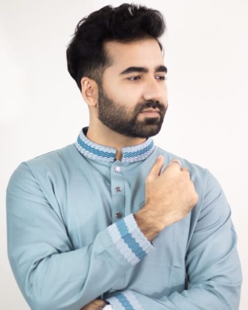 Samsung Cotton Embroidered Panjabi (Ash)