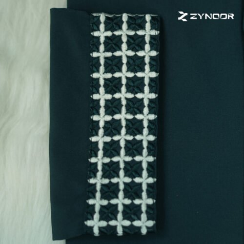 Zynoor China Micro Stitch Panjabi with Star Embroidery (DarkGreen) - Image 4