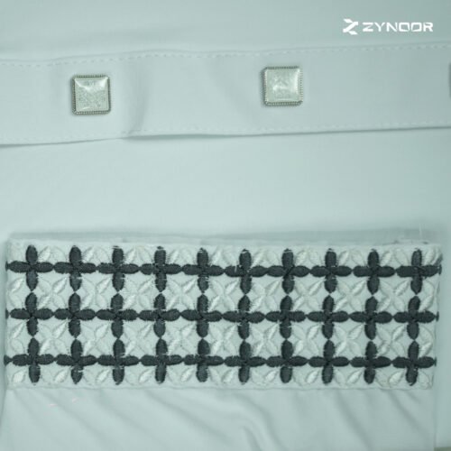 Zynoor China Micro Stitch Panjabi with Star Embroidery (White) - Image 3
