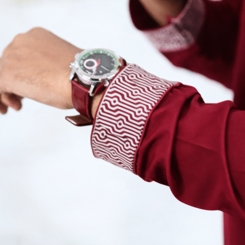 Zynoor China Micro Stitch Panjabi with Elegant Embroidery (Maroon) - Image 3